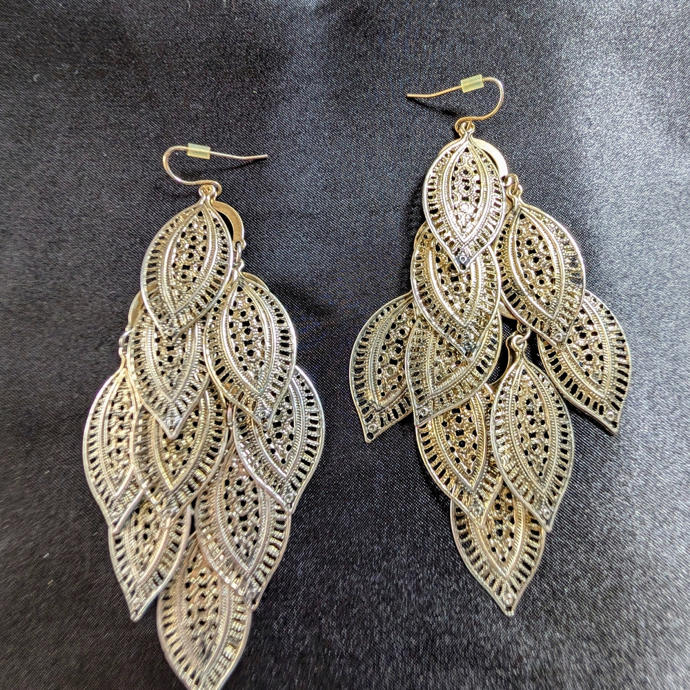 Elegant Gold and Silver Leaf Dangle Earrings